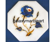 marble tile with floral inlay pattern oct 4" TP-401